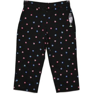 Briggs New York Capri Pants Black Floral Comfort Waist 8P 8 Petite‎
